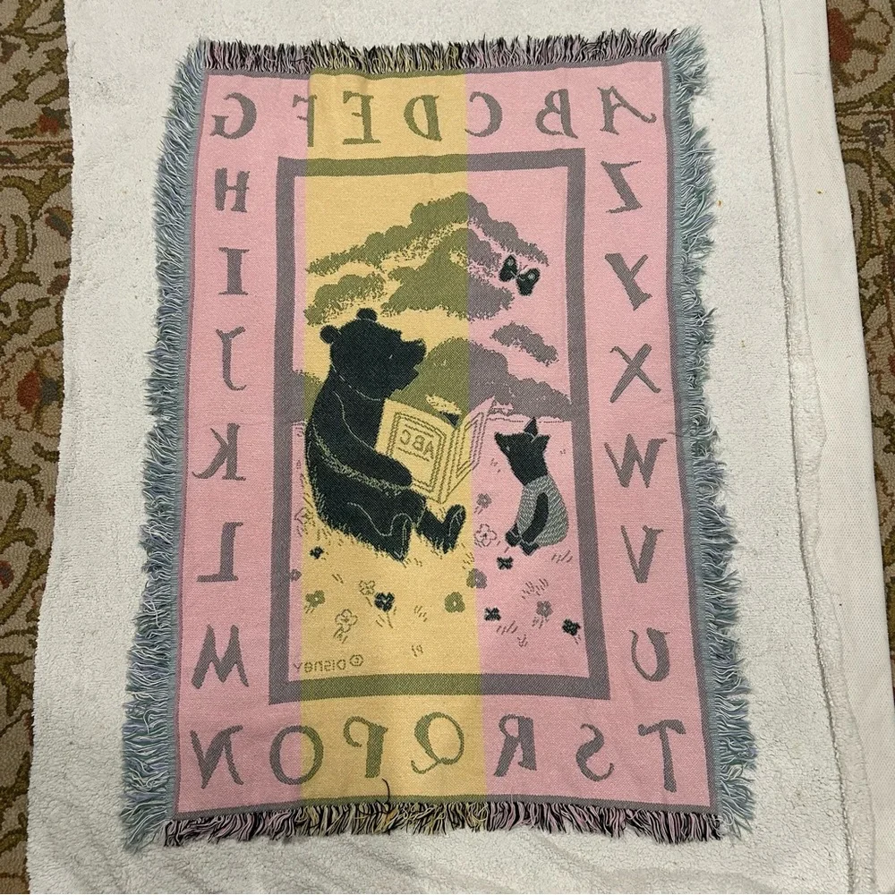 Disney Winnie the Pooh & piglet ABC baby blanket cotton woven pastel knit